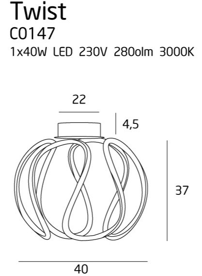 MaxLight Twist C0147 Plafoniera LED